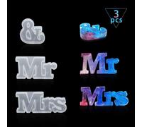3pcs 3d Mr & Mrs Moule En Silicone En Forme De Bougie En Forme De Résine Epoxy Moule À Signe Pour Décoration De Table,Mariage, Sign Top (Moule À Signe)