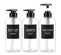 3pcs 500ml Shampooing Bouteilles pour Douche, Distributeur en Plastique de Bouteilles pour Segbeauty Douche, Distributeur de Lotion Rechargeable avec Pompe pour Salle de Bains