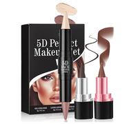 3PCS 5D Perfect Makeup Set 2 In 1 Ly À Lèvres Et Rouge À Lèvres Double End Crème Bronzer & Highlight Sticks Make Up Duals End Tred Cream Contouring Stick