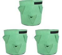 3Pcs 6-Holes Strawberry Planting Bag Felt Garden Plant Grow Bags 26L/7Gallon Green (Sac de plantation de fraises en feutre)