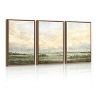 3Pcs Abstrait Brume Terre Désolée Tableau Decoration Murale Encadre Brumeux Nature Sauvage Paysage Impression Sur Toile Tranquillité Naturel Paysage Affiche Peinture Décor pour Chambre Salon 30x40cmx3