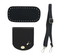 3pcs Accessoires pour Sacs au Crochet, Base de Sac Crochet, Kit Fond de Sac à Main Crochet avec Fond de Sac, Bandoulière Cordon de Serrage pour la Fabrication de sacs à dos pour DIY Sac à Main (Noir)