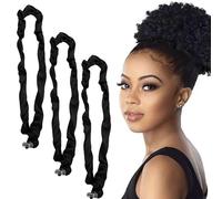 3Pcs Adjustable Hair Tie chouchous réglables satin pour cheveux afro bouffants, élastiques style long pour cheveux naturels épais et bouclés, bandeaux antidérapants pour queues cheval afro bouffantes