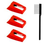 3pcs Aiguille Tourne Disque avec Brosse de Nettoyage, Stylet Tourne Disque Stylet à Aiguille en Diamant Compatible avec Victrola ION Crosley Phonographe LP Lecteurs de Disques Vinyles