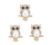 3pcs Alloy Creative Owl Shaped Brooch Lovely Colorful Oil Droped Breastpin Clothes Decoration Gold