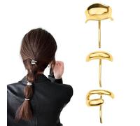 3PCS Alloy Hair Hook Hair Accessories, Metal Ponytail Holder Hair Clips for Women and Girls, Decorative Gothic Punk Cuff Barrettes, Fashion Hair Accessories for All Hairstyles (Style A,Gold)