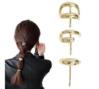 3PCS Alloy Hair Hook Hair Accessories, Metal Ponytail Holder Hair Clips for Women and Girls, Decorative Gothic Punk Cuff Barrettes, Fashion Hair Accessories for All Hairstyles (Style B,Gold)