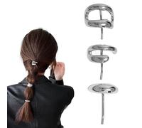 3PCS Alloy Hair Hook Hair Accessories, Metal Ponytail Holder Hair Clips for Women and Girls, Decorative Gothic Punk Cuff Barrettes, Fashion Hair Accessories for All Hairstyles (Style B,Silver)
