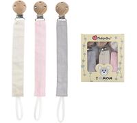 3pcs Attache Tetine Tissu Kit Attache Sucette,Accroche Tetine Bebe,Set Attache Tetine Fille Et Garçon Avec Pince À Tétine En Bois De Hêtre Naturel