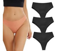 3PCS Aura Invisible Seamless Thongs for Women Camel Toe Thong for Ladies No Show Panty Pack (3PCS-C,L)