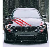 3PCS Autocollant de Capot Pare Choc Voiture Motif Griffe Monstre Sticker Decoratif Pour SUV Camion Véhicules (Rouge)