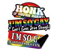 3PCS Autocollants de voiture arc-en-ciel, autocollants de pare-chocs amusants, autocollants réfléchissants de la fierté gaie pour les voitures, autocollants magnétiques LGBT, Love is Love