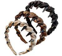 3pcs Bandands de crâne élevé vintage High Cranium Elegant High Cranium avec des dents Bands de cheveux décoratifs non glissants pour les filles