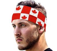 3Pcs Bandeaux Drapeau Canada Bandeau Sport pour Homme Femme Bandeau de Cheveux Élastique Bandeau Anti-Transpiration pour Fitness Cyclisme Basket-Ball Yoga Running