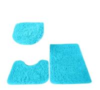 3pcs Bathroom Set Rug Toilet Lid Cover Plain Solid Color Bathmats Rugs Kit Non-Slip Fluffy Home Carpets for Bathroom pour Salle de Bain, Baignoire et Toilettes(Blue)