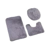 3pcs Bathroom Set Rug Toilet Lid Cover Plain Solid Color Bathmats Rugs Kit Non-Slip Fluffy Home Carpets for Bathroom pour Salle de Bain, Baignoire et Toilettes(Dark Gray)