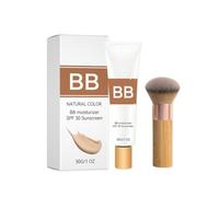 3PCS- BB Cream With SPF 30 - Tinted Moisturizer For Face With Brush Lightweight Coverage- Sunscreen Makeup, 30g(NATURAL COLOR)