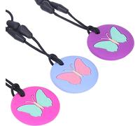 3pcs bébé mignon modèle papillon dentition jouet enfant portable silicone souple sensorielle mastication -collier
