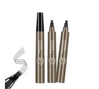 3PCS Bifurcated Eyebrow Pencil, 3D Waterproof Microblading Eyebrow Pen, 2025 New Four Forks Eyebrow Pencil, 24 Hours Long Lasting Smudge Proof (Gray Brown)