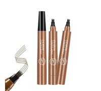 3PCS Bifurcated Eyebrow Pencil, 3D Waterproof Microblading Eyebrow Pen, 2025 New Four Forks Eyebrow Pencil, 24 Hours Long Lasting Smudge Proof (Light Brown)
