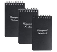 3Pcs Blocs-Notes Étanche Mini, Carnet Étanche, 3x5 Pouces Imperméables Bloc Notes de Poche, Mini Cahier à Spirale a7, Couverture Noire, 100 Pages 50 Feuilles, pour l'enregistrement Activités Plein Air