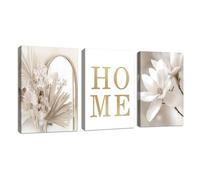 3Pcs Boho Beige Blanc Accueil Magnolia Tableau Décoration Murale Salon Impression sur Toile Nordique Minimalisme Famille Image sur Toile Peintures sur Toile Décor Murale pour Chambre Maison 50x70cmx3