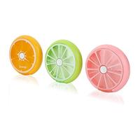 3PCS Boite à Pilules Semaine Pilules de Voyage Portable Boîte en Forme de Fruit Organisateur de Pilules Rotatif Grands Compartiments Pilulier 7 Jours pour Pilules, Vitamines Et Huiles de Poisson