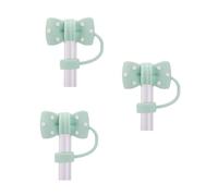3pcs Bouchon de Paille pour Stanley, en Silicone 10 mm Couvercles de Paille Mignons en Forme de Noud Accessoires de Décoration de Tasse pour Gobelets de 14oz 20oz 30oz 40oz (Vert)