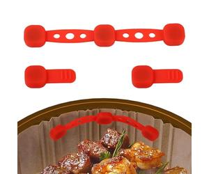 3pcs Boucle Magnétique en Silicone pour Friteuse à Air, Aimant Friteuse à Air Papier Sulfurisé Supports Magnétiques pour Verrouiller les Doublures Jetables & Empêcher le Papier Brûler (Rouge)