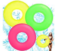 3Pcs Bouée Adulte Vert&Rose&Jaune Bouée Géante 91cm pour 12+ Ans, Gonflable Inflateable pour Piscine, Bouée Gonflable de Tube, Anneau de Natation, Décoration pour Fête Plage Partie Jeux Vacances