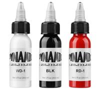 3pcs Bouteilles D'encre de Tatouage 1oz/30ml Blanche Encres de Tatouage Standard Noire, Blanche et Rouge Standard Matériel de Tatouage pour Colorer, Mélanger, Tracer, Ombrer et Estomper