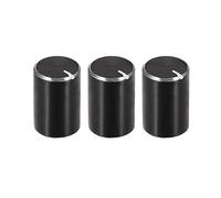 3pcs Bouton de potentiomètre Arbre moleté Aluminium noir 6mm Dia. Bouton rotatif 10 mm x 15 mm Bouton de contrôle du volume
