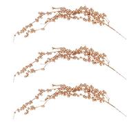 3Pcs Branches de Baies Artificielles Baies d'or de Noël s de Houx de Noël Décoration d'arbre de Ornements pour Bouquet de Fête Maison Guirlande Ornements (Or)