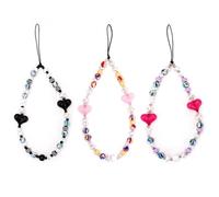 3pcs Breloques de Téléphone en Forme de Cour, en Plastique et en Résine Cordon de Téléphone Portable Perlé avec 3 Couleurs Mignon Charmes de Téléphone Lanière Téléphone Bijoux pour Femme