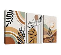 3Pcs Cadre en Bois Impression sur Toile Abstrait Bohème Tableau Affiche Decoration Murale Milieu du Siècle Image Lignes Géométriques Tableau Decoration Murale Salon Chambre Couloir 50x70cm x3