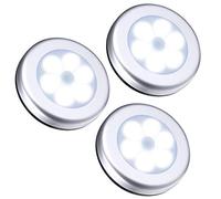 3Pcs Capteur de sécurité lumière extérieure/intérieure sans Fil PIR Détecteur de Mouvement Automatique Night Light, 6 LED Capteur Lumière extérieure Lampe pour escalier/Cabinet/Placard