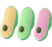 3PCS Catnip Toys Balls Set, Brosse de massage douce & Jouets pour chats Avec autocollant double face, Jouets comestibles pour chats