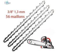 3pcs Chaînes de tronçonneuses 3/8"" 1,3 mm 56 maillons longueur de guide-chaîne 40 cm compatible avec Oregon Dollmar Einhell Makita
