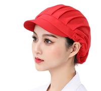 3pcs Chapeau de Chef Unisexe Toque de Cuisinier Élastique Chapeau de Cuisine Casquette Travail Cheveux Net pour Traiteur Boulangerie Industrie Atelier (FR/ES, Alpha/Lettres, Taille Unique, Rouge)