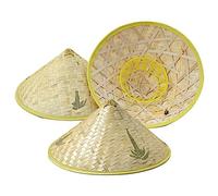 3pcs Chatte de paille chinoise, Chapeau de riz fermier oriental Bamboo sol