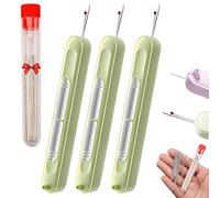 3Pcs Chiclify Eptchn 2-in-1 Needle Threader & Seam Ripper Tool Automatic Needle Threaders Seam Ripper Stretchable Remover Needle Threading Tool Quilting Supplies Sewing Kit(vert)
