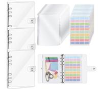3Pcs Classeur A5 À 6 Anneaux avec 36 Pochette, Souple et Transparent en PVC, Capacité 100 Feuilles, Rechargeables Binder avec étiquettes et Bouton-pression Étanche, pour Organiser L'école, Le Bureau