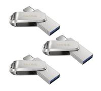 3PCS Clé USB à double connectique ( USB Type-C et USB Type-A) SanDisk Ultra Luxe 32Go pour les appareils USB Type-C argenté (paquet