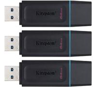 3PCS clé USB Kingston 64Go Kingston DataTraveler Exodia DTX/64GB Clé USB 3.2 Gen 1 avec capuchon de protection et anneaux