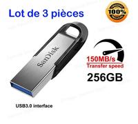3PCS Clé USB - SANDISK Ultra Flair 256 Go - USB 3.0 vitesses allant jusqu'à 150 Mo/s Protection par mot de passe 100% d'original