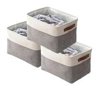 3pcs Closet Storage Bacs épaissis de tissu portable des organisateurs de placards capacité et stockage avec des poignées pour placards, étagères, vêtements, jouets, paniers 16x12x10 pouces