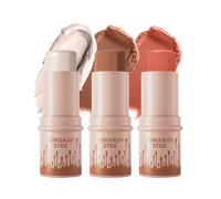 3PCS Contour Highlighter Blush Stick, Kit de maquillage sculptant et contouring crème, Stick blush enlumineur lisse et éclaircissant, Sticks de maquillage longue tenue et multi-usages (#Ensemble C)