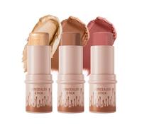 3PCS Contour Highlighter Blush Stick, Kit de maquillage sculptant et contouring crème, Stick blush enlumineur lisse et éclaircissant, Sticks de maquillage longue tenue et multi-usages (#Ensemble B)