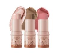 3PCS Contour Highlighter Blush Stick, Kit de maquillage sculptant et contouring crème, Stick blush enlumineur lisse et éclaircissant, Sticks de maquillage longue tenue et multi-usages (#Ensemble A)