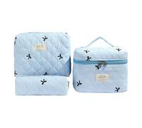 3Pcs Coquette Makeup Bag - Quilted Cosmetic Bag Large Make Up Bags Set, Quilted Cosmetic Bags, Travel Toiletry Organizer for Women, Beauty Storage Organizer for Travel Daily Use